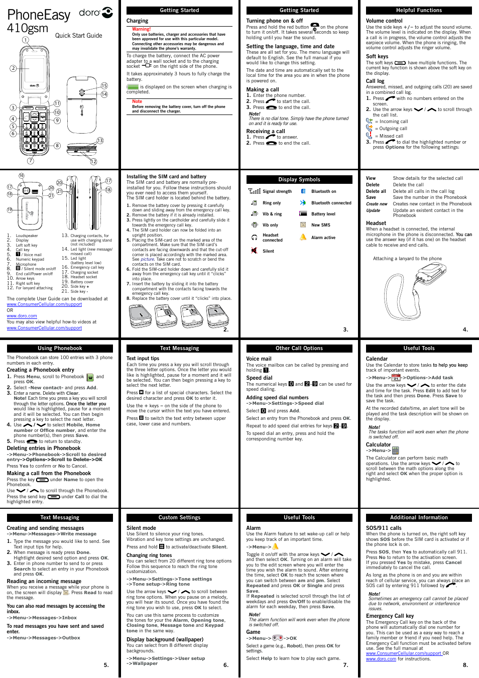 Doro PHONEEASY 410GSM User Manual | 2 pages
