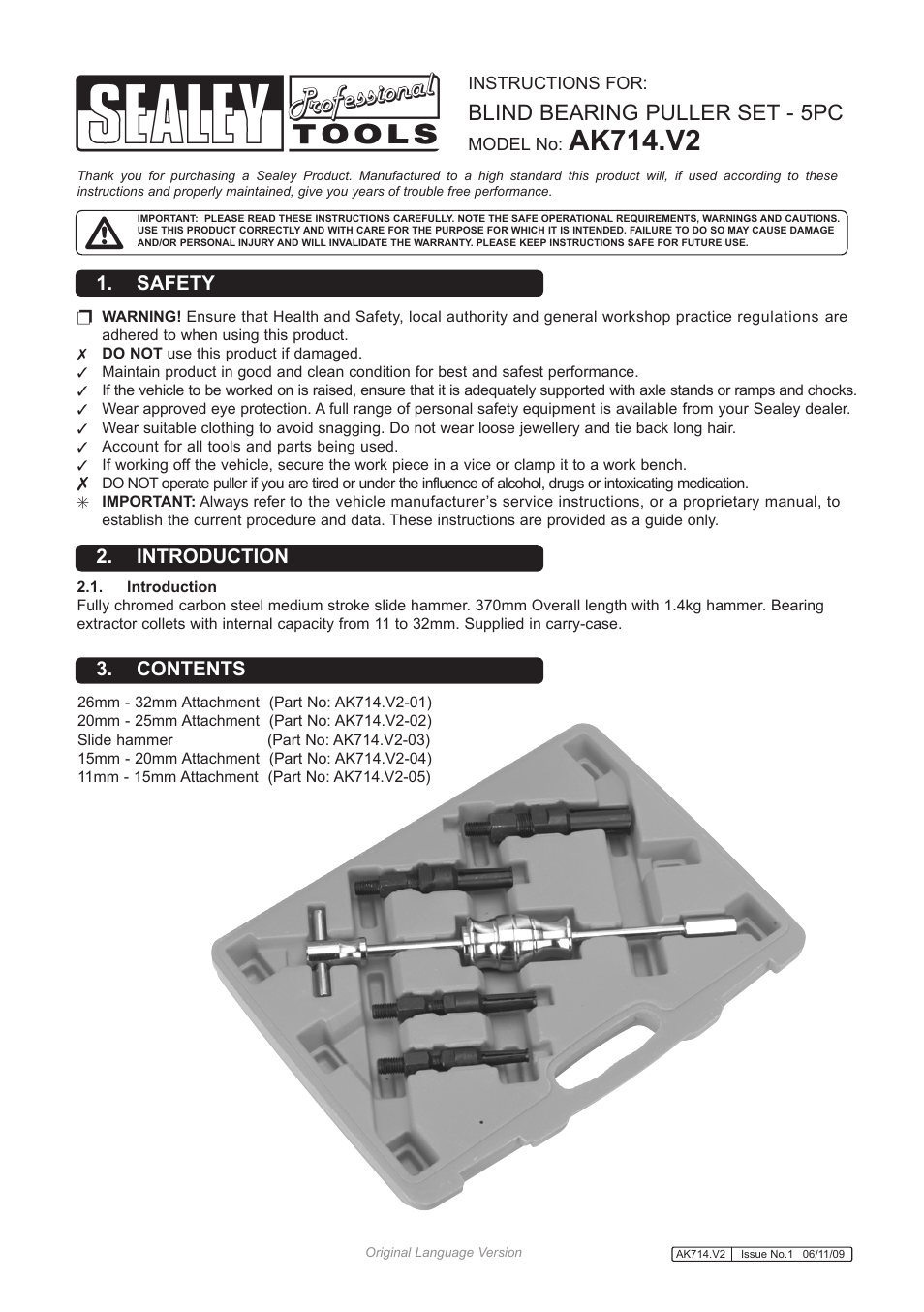 Sealey AK714 User Manual | 2 pages