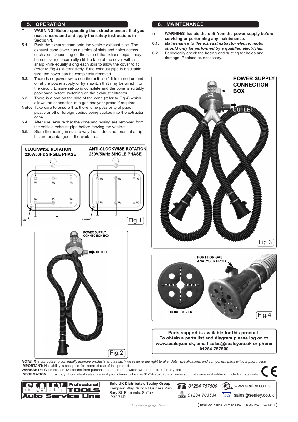 Fig.2 fig.1, Fig.3 fig.4, Operation 6. maintenance | Sealey EFS101 User Manual | Page 2 / 2