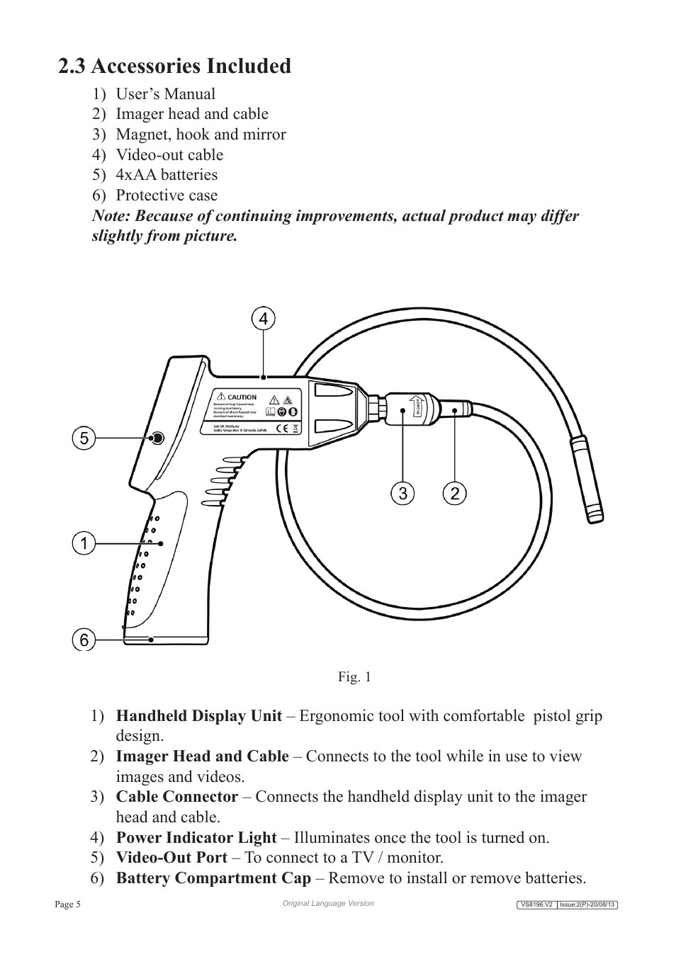 3 accessories included | Sealey VS8196 User Manual | Page 5 / 13