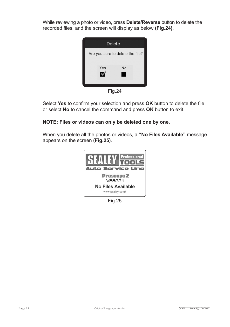 Sealey VS8221 User Manual | Page 25 / 29