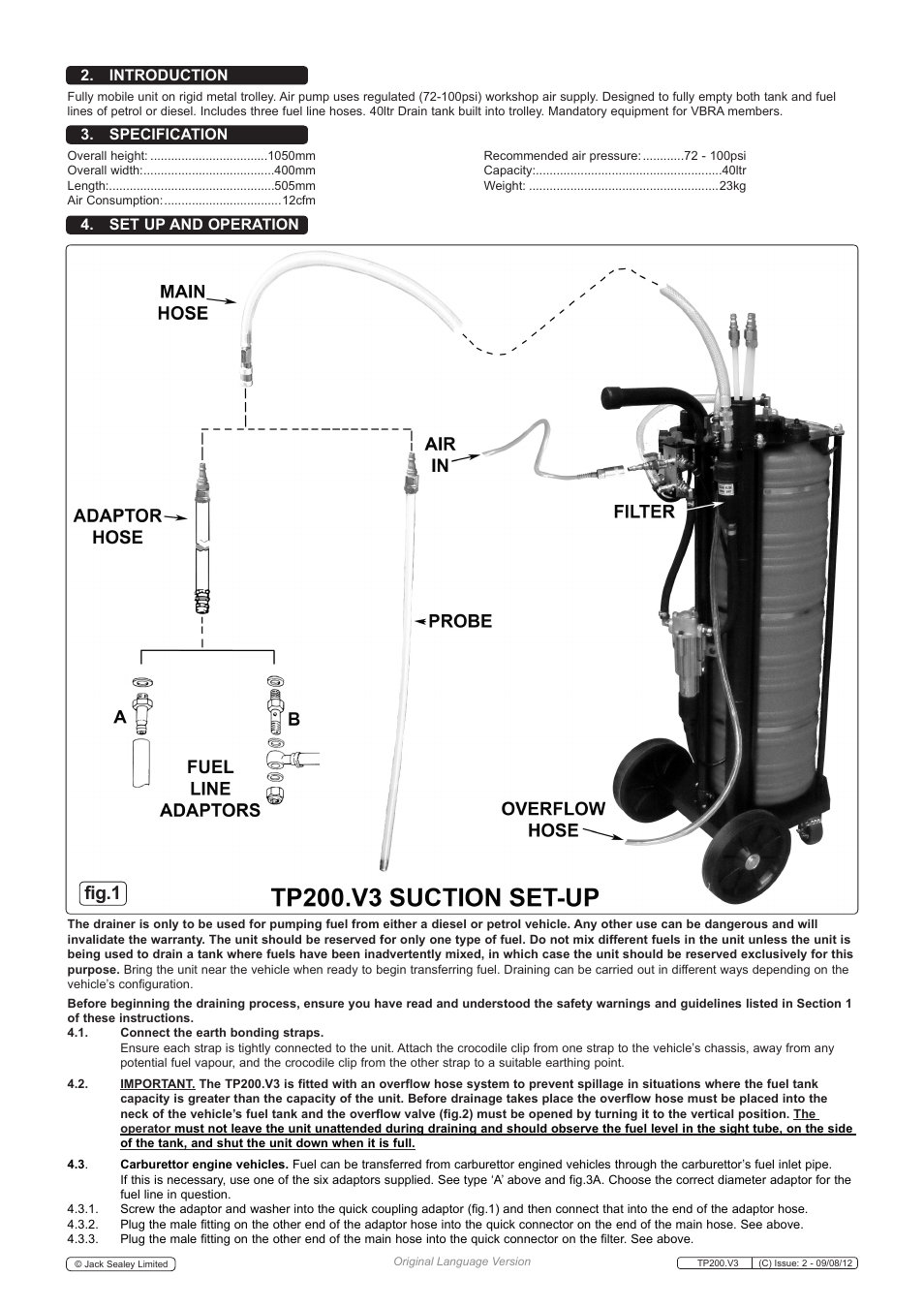 Fig.1 | Sealey TP200 User Manual | Page 2 / 4