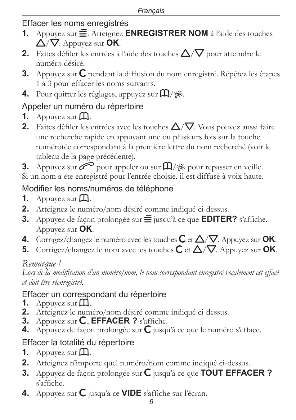 Remarque | Doro PHONE 314C User Manual | Page 25 / 96