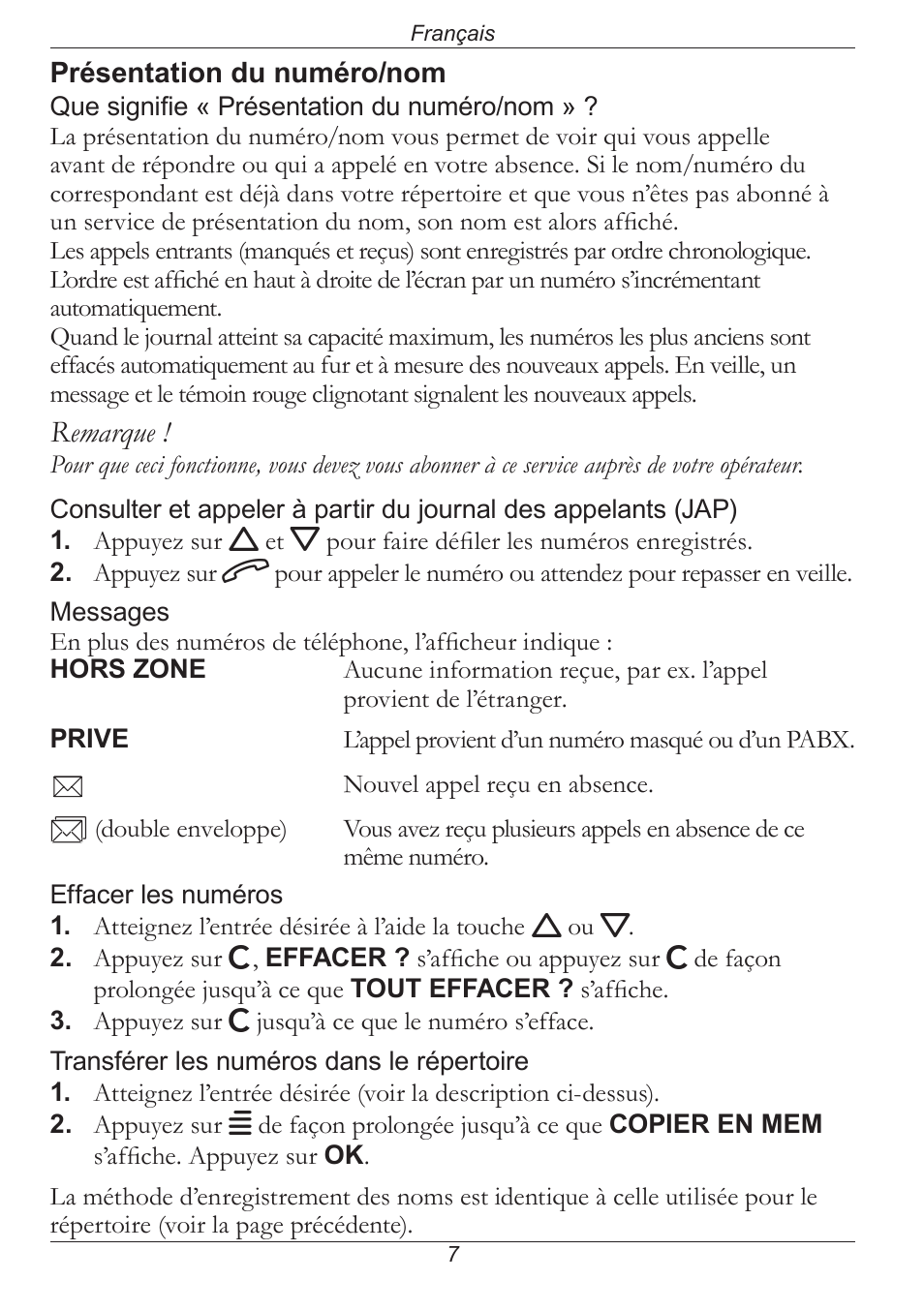 Remarque | Doro PHONE 314C User Manual | Page 26 / 96