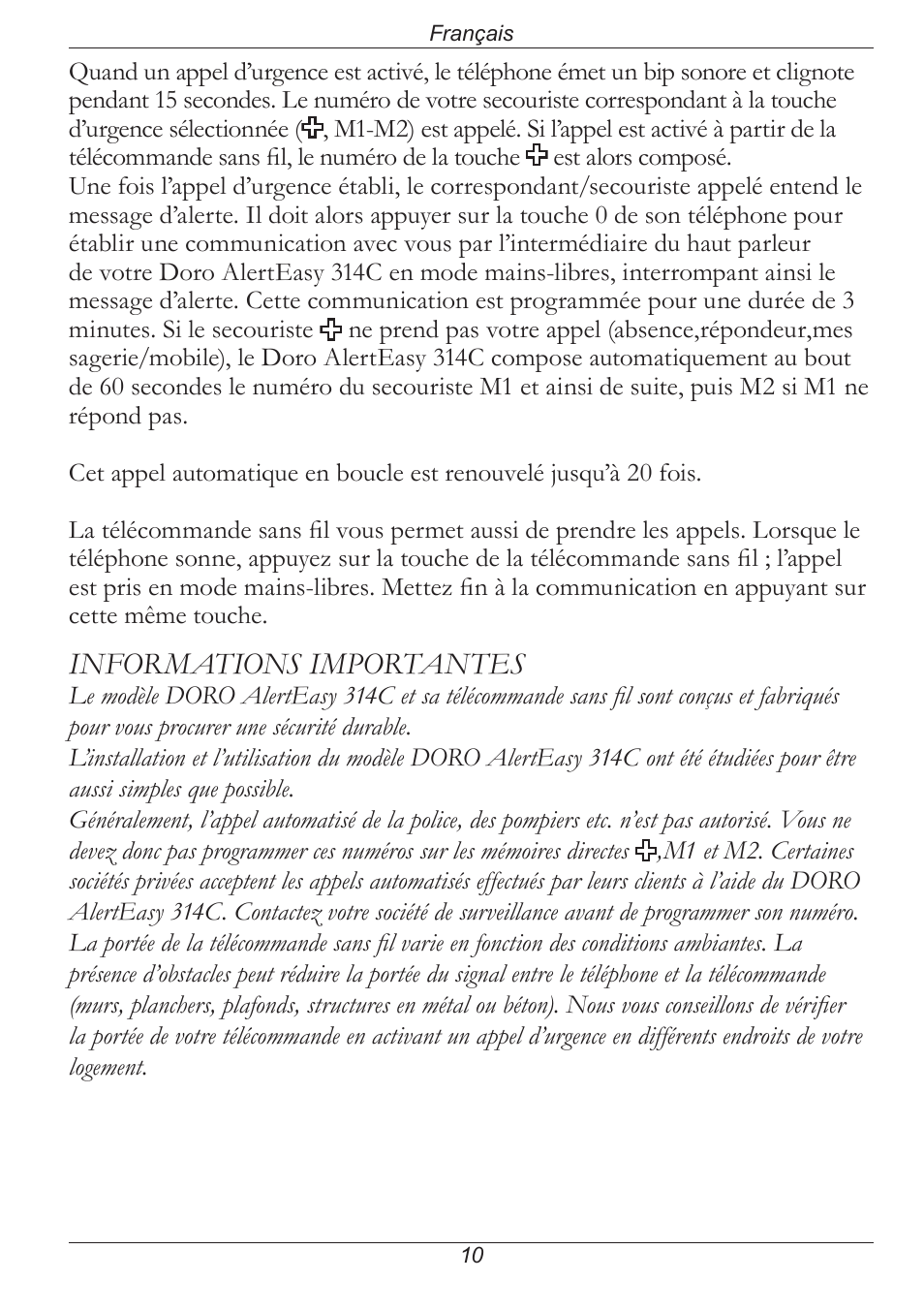 Informations importantes | Doro PHONE 314C User Manual | Page 29 / 96