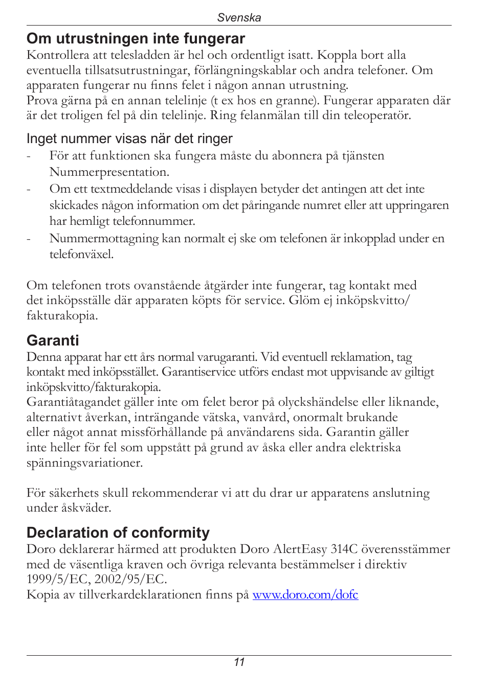 Doro PHONE 314C User Manual | Page 42 / 96