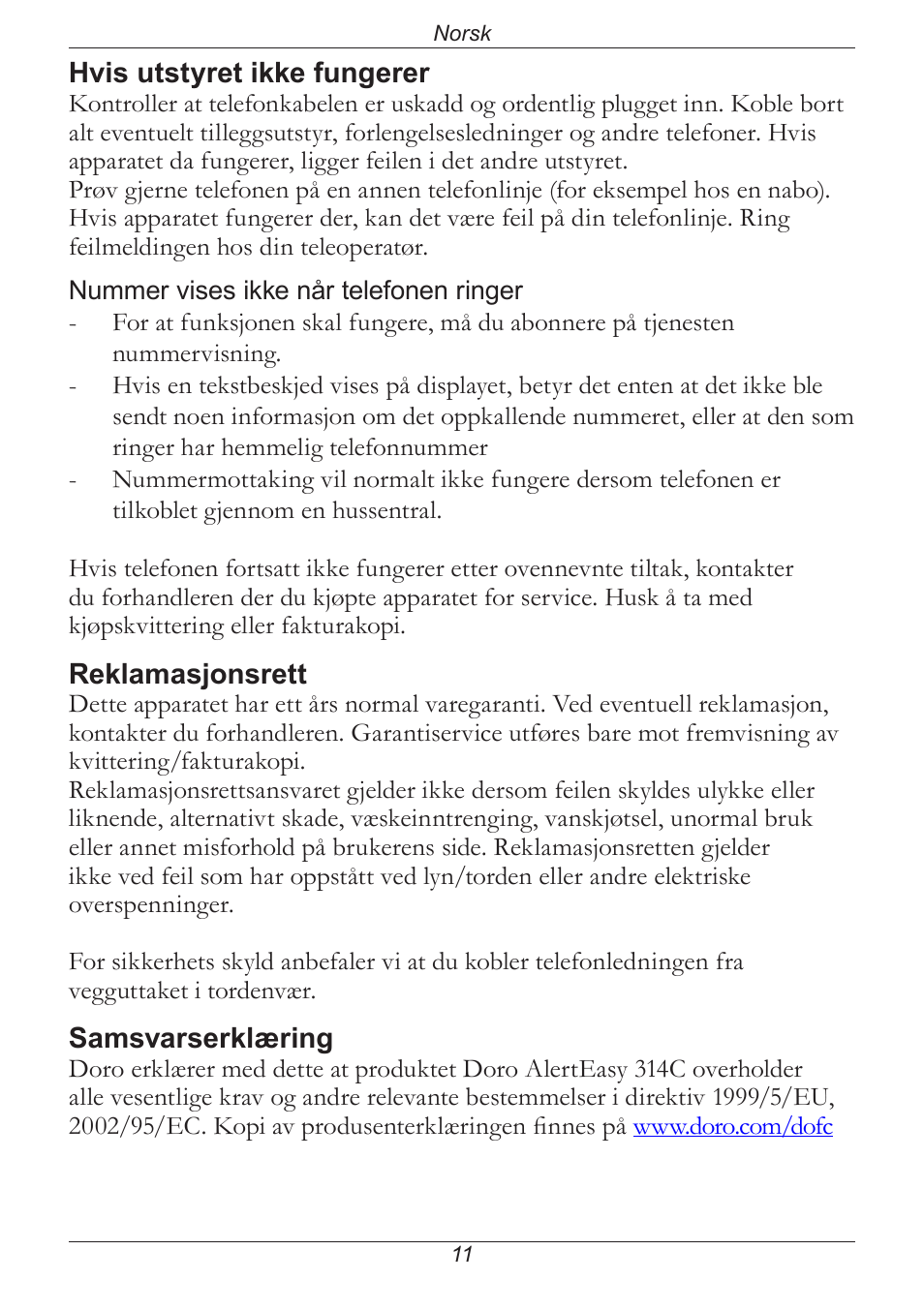 Doro PHONE 314C User Manual | Page 54 / 96