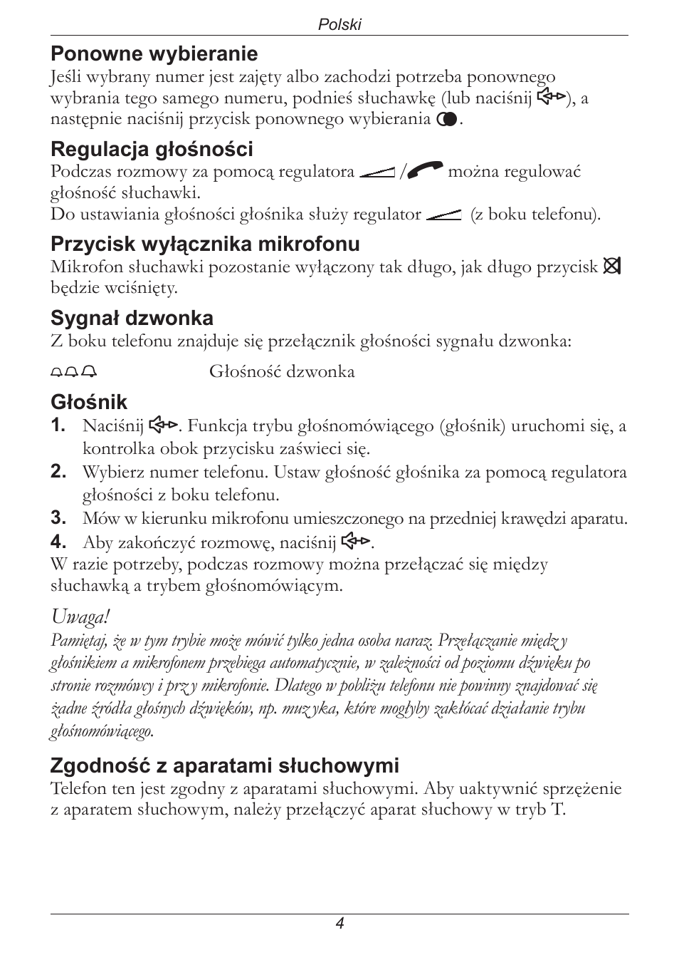 Uwaga | Doro PHONE 314C User Manual | Page 83 / 96