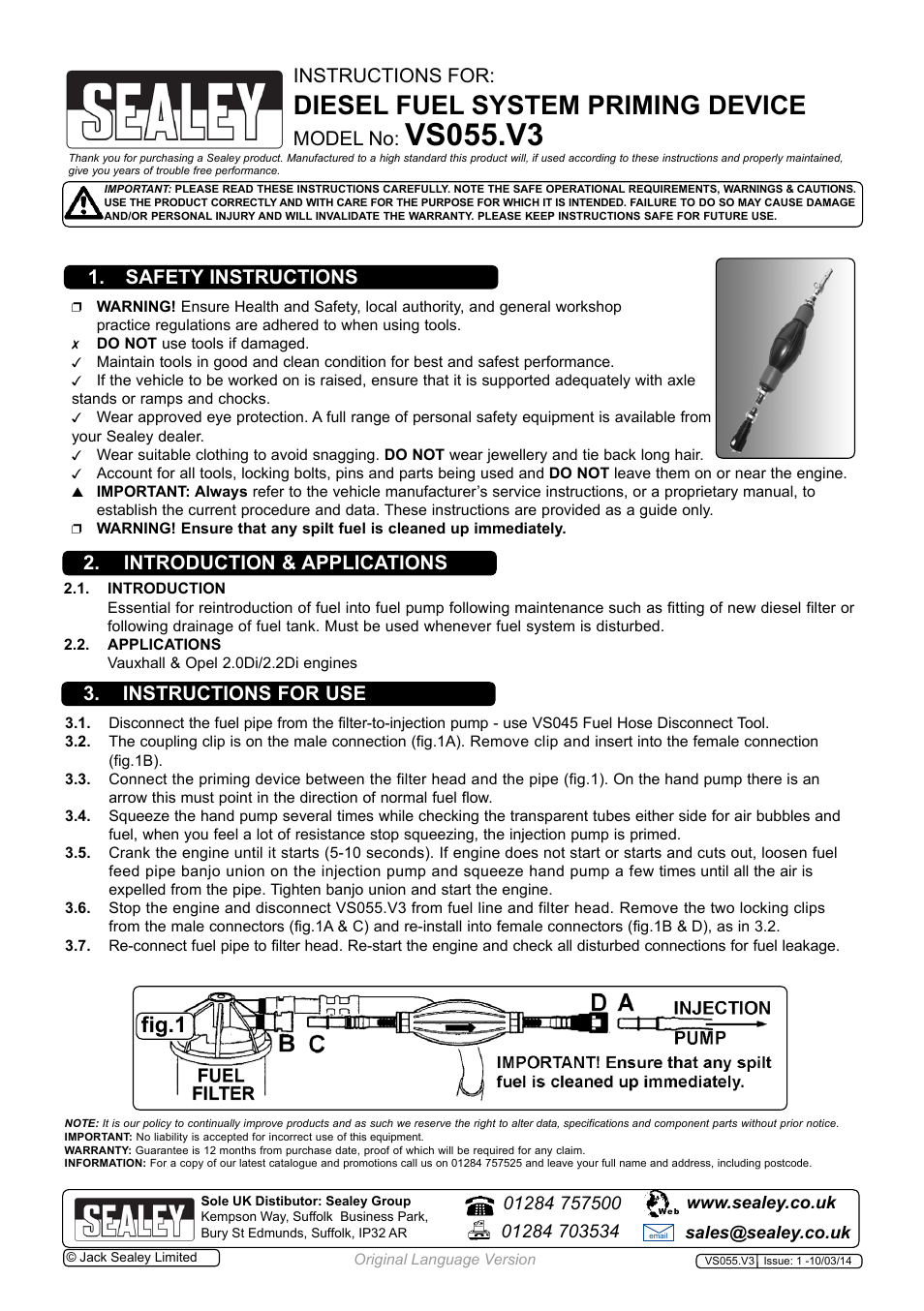 Sealey VS055 User Manual | 1 page