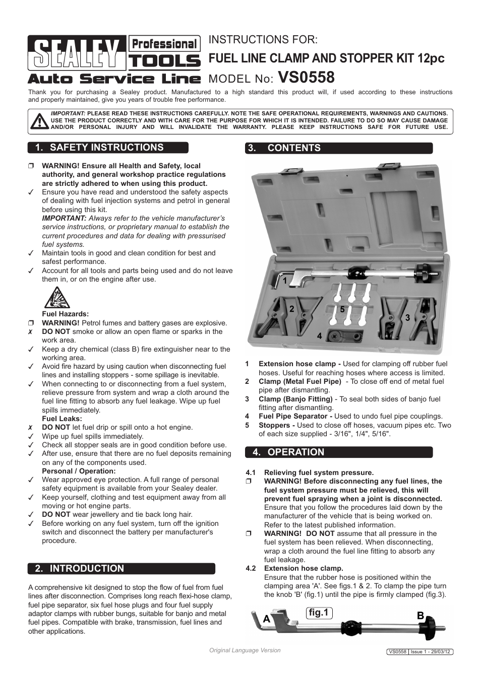 Sealey VS0558 User Manual | 2 pages