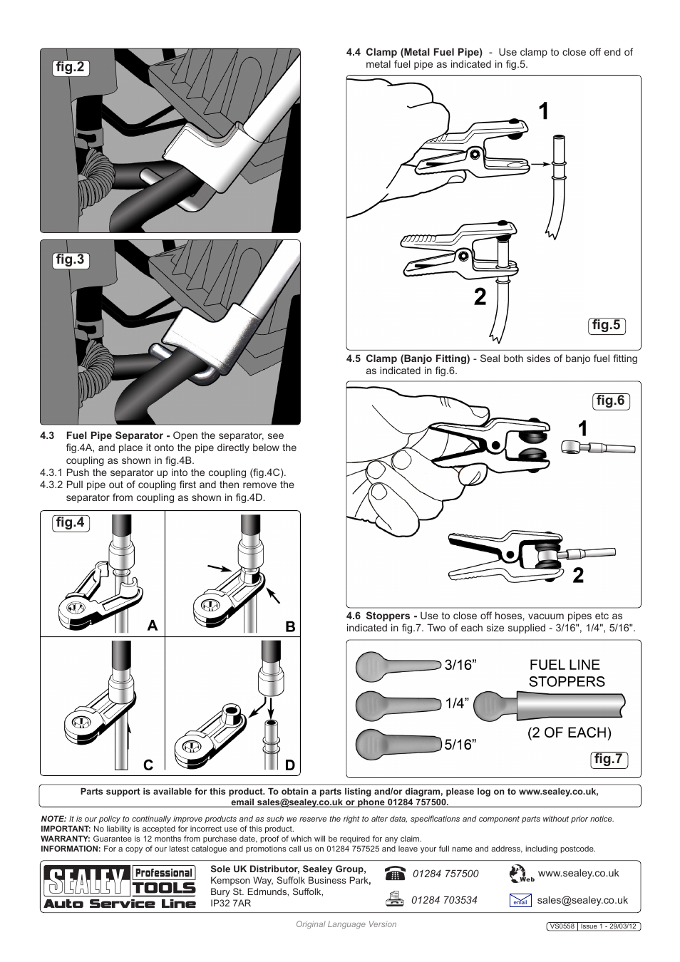 Sealey VS0558 User Manual | Page 2 / 2