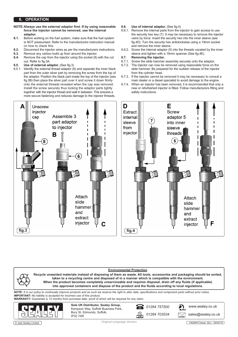 Fig.3 fig.4, Operation | Sealey VS2049 User Manual | Page 2 / 2