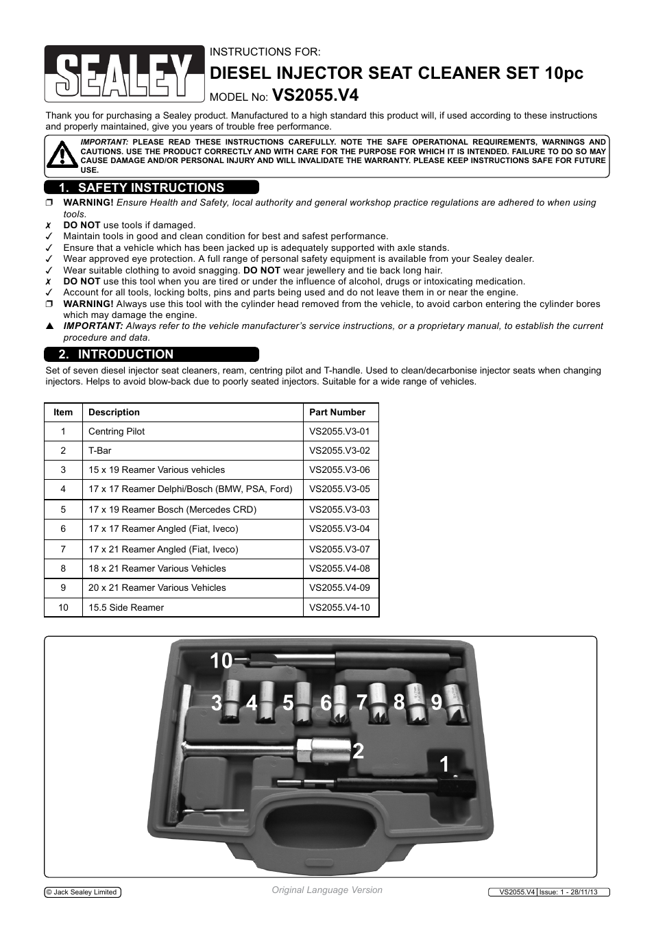 Sealey VS2055 User Manual | 2 pages