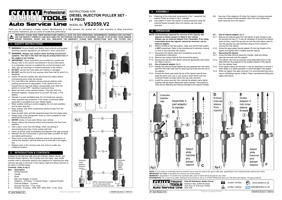 Sealey VS2059 User Manual | 1 page