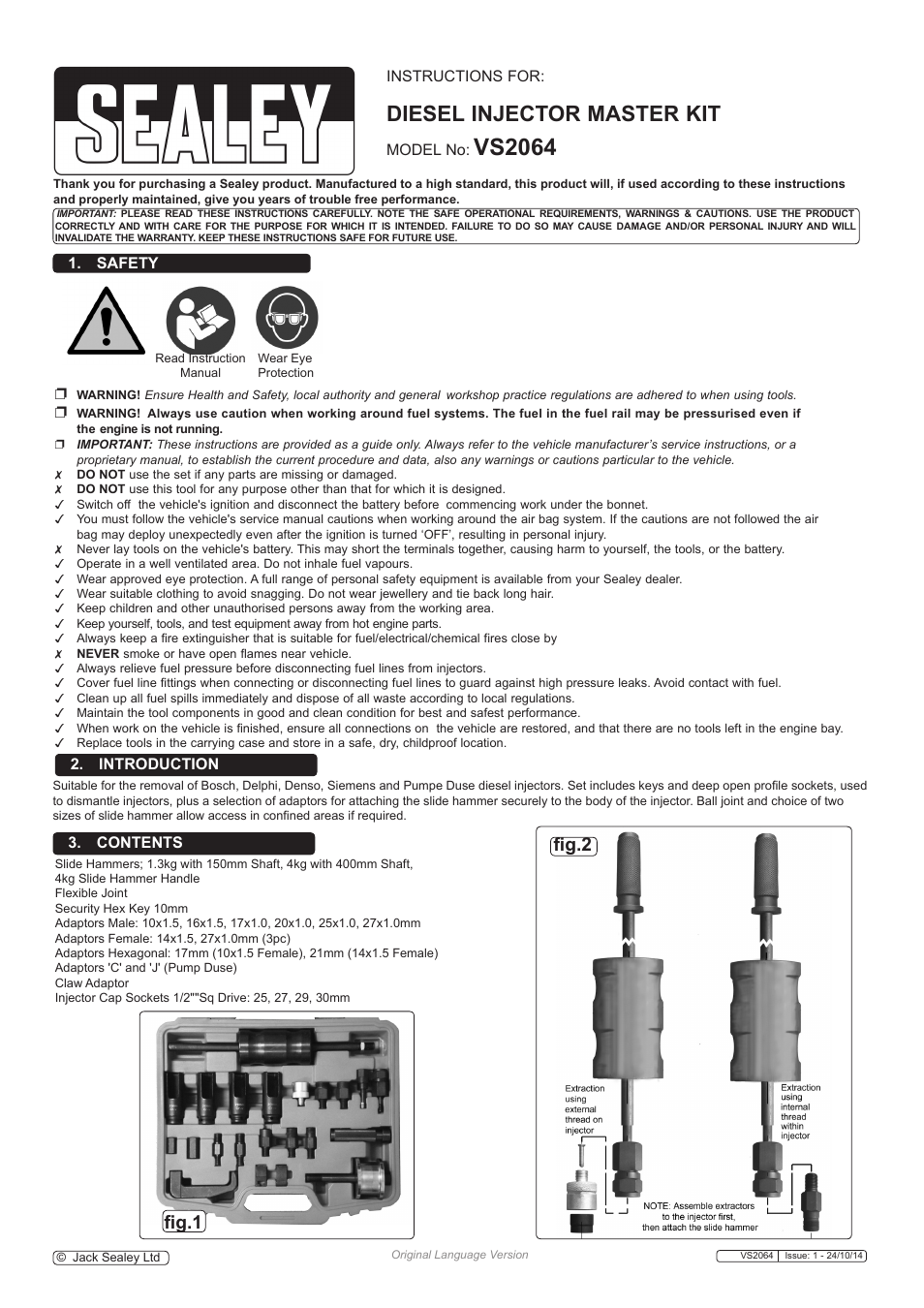 Sealey VS2064 User Manual | 2 pages