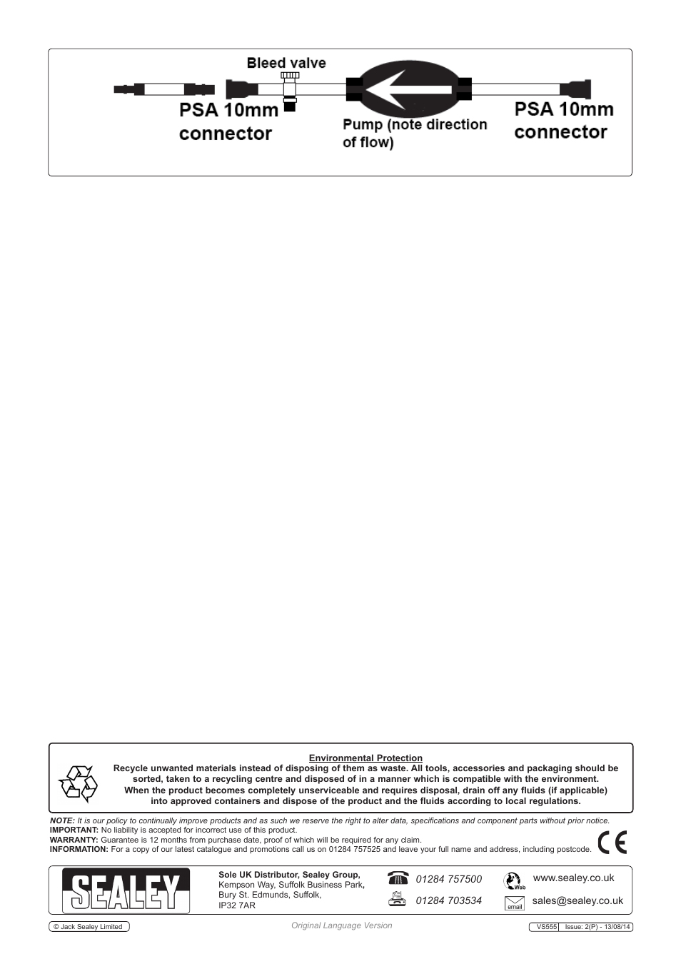 Sealey VS555 User Manual | Page 2 / 2