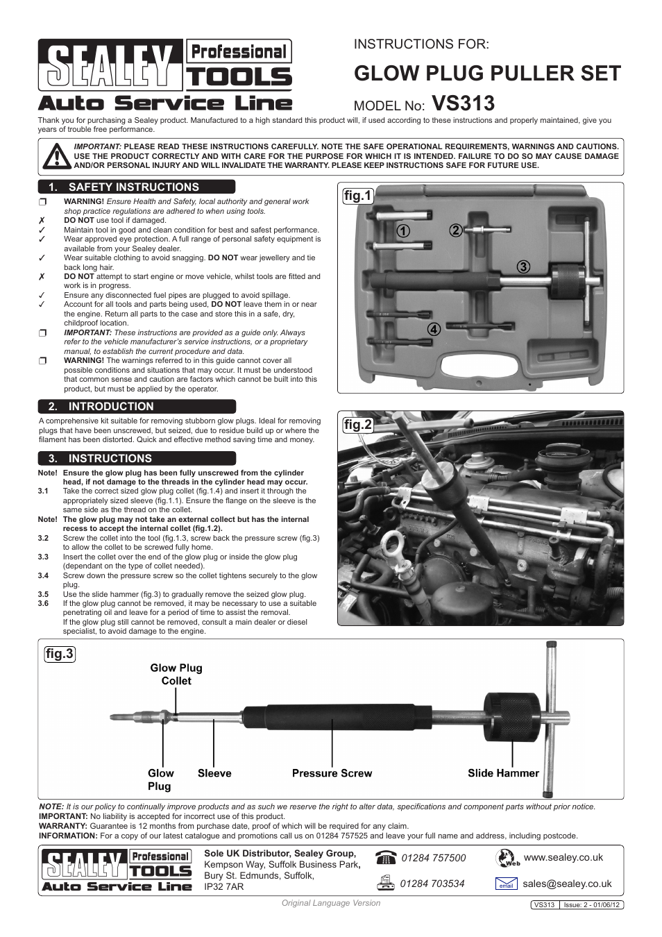 Sealey VS313 User Manual | 1 page