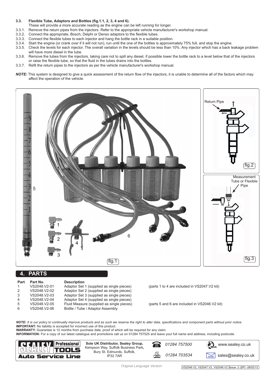 Parts, Fig.1 fig.3 fig.2 | Sealey VS2046 User Manual | Page 2 / 2