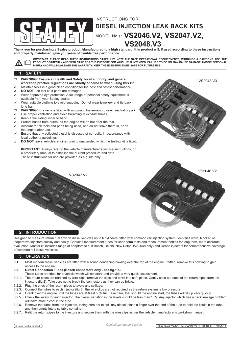 Sealey VS2048 User Manual | 2 pages