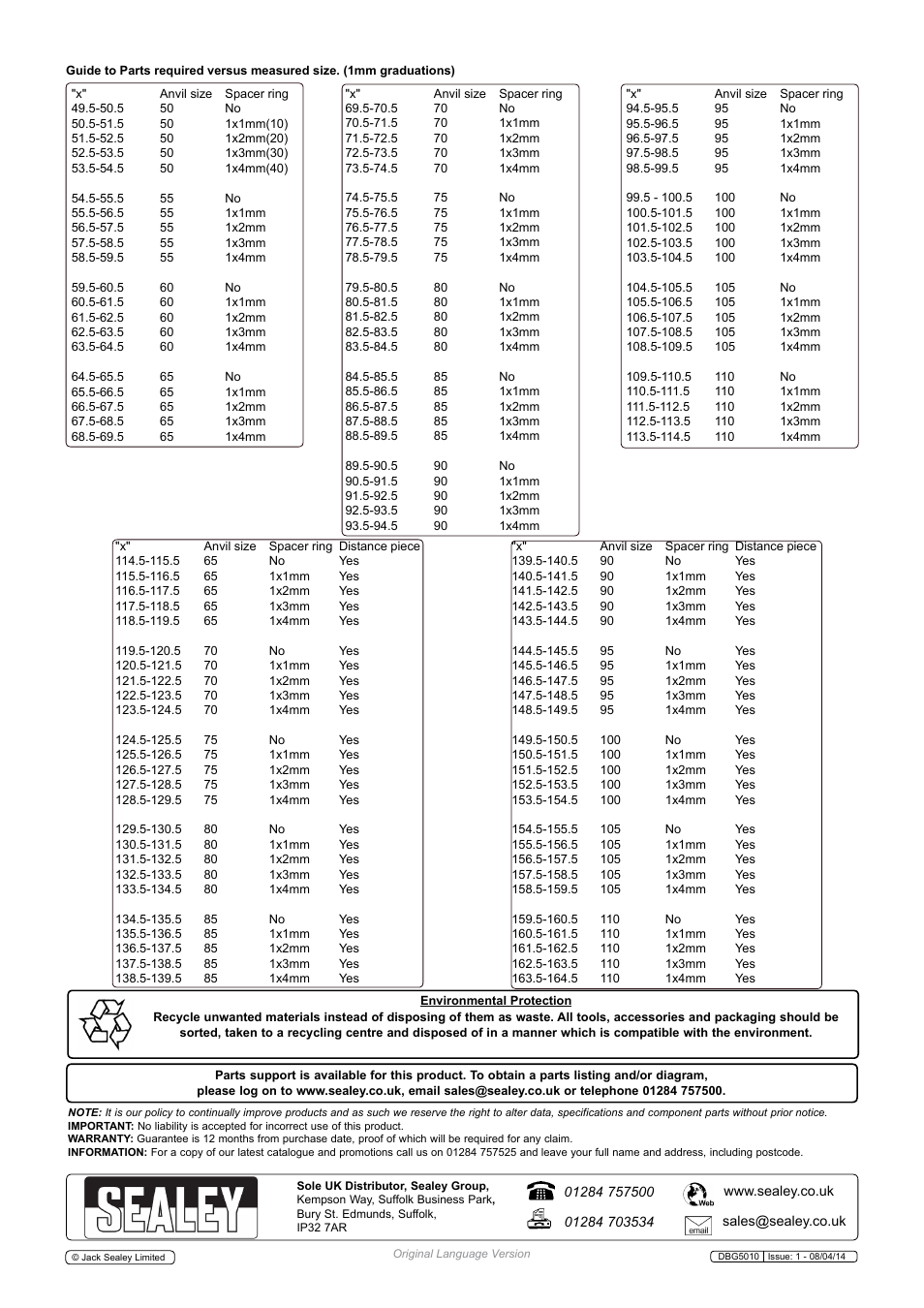 Sealey DBG5010 User Manual | Page 4 / 4