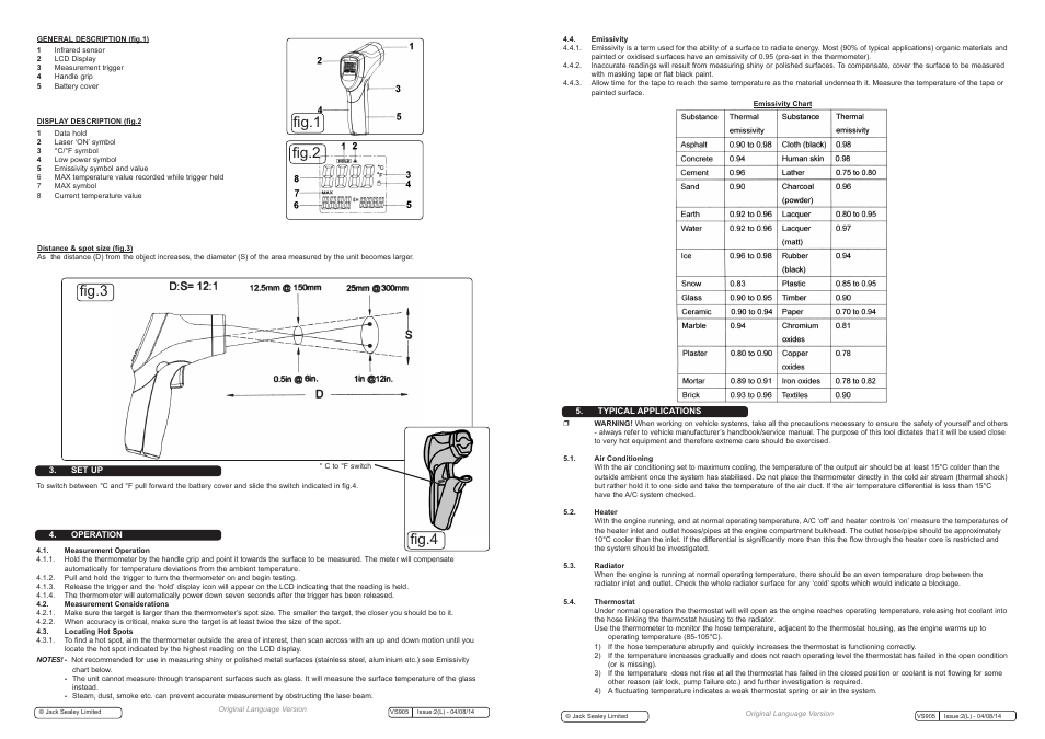 Fig.2, Fig.3, Fig.1 fig.4 | Sealey VS905 User Manual | Page 2 / 2