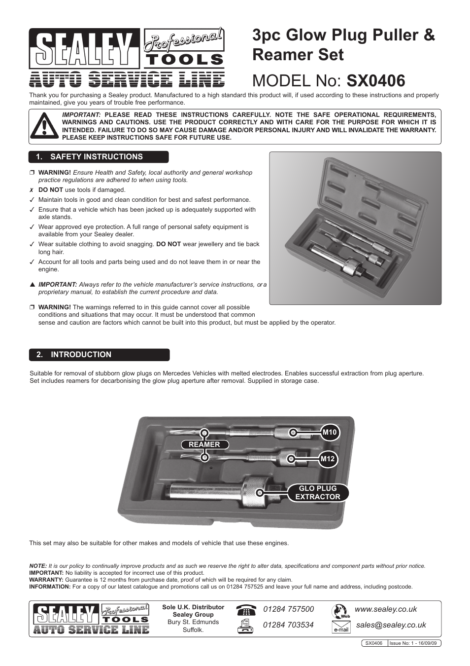 Sealey SX0406 User Manual | 2 pages