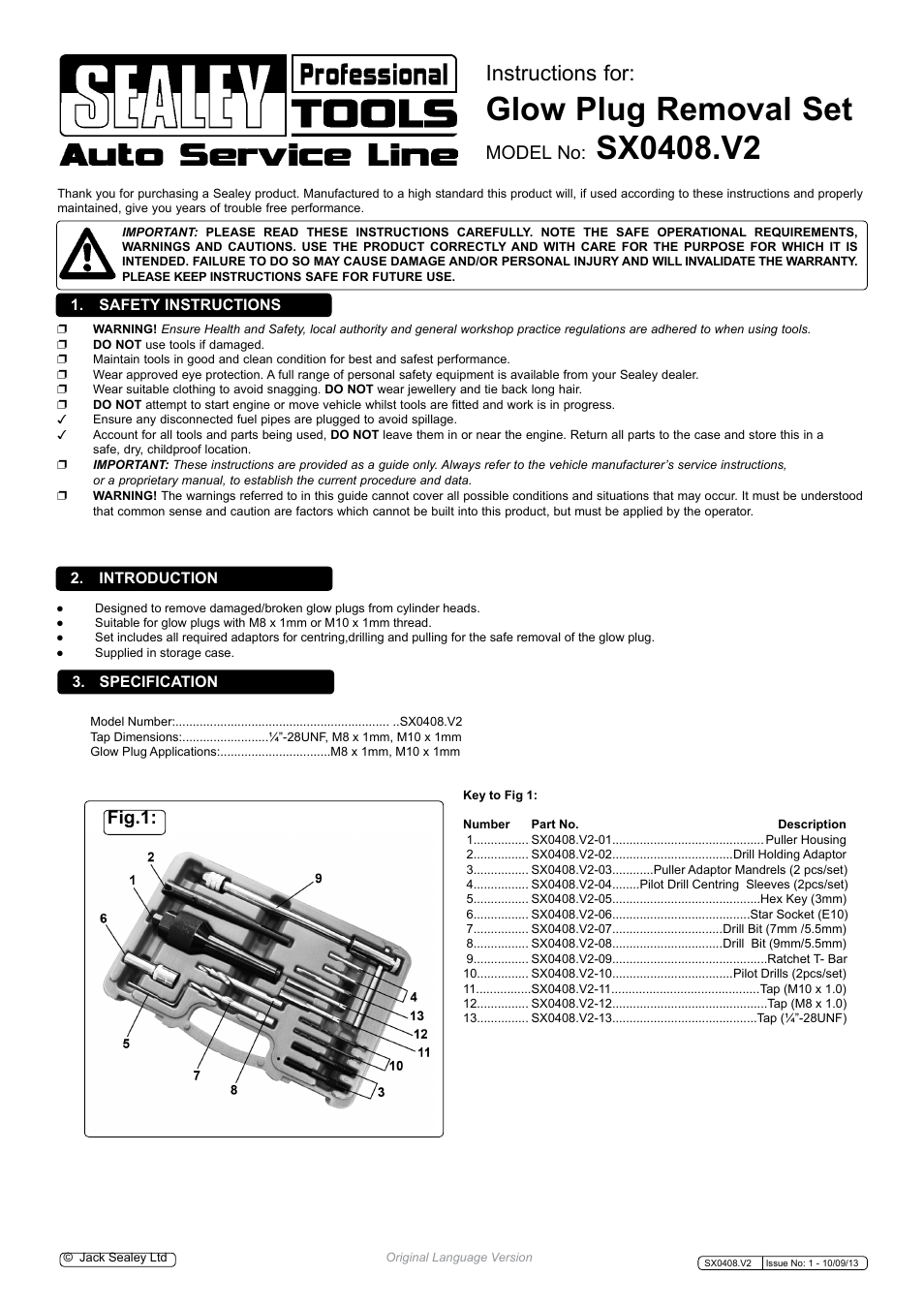 Sealey SX0408 User Manual | 2 pages