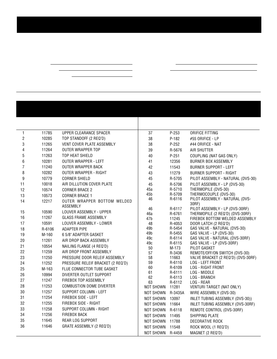 How to order repair parts, Dvs-30 parts list | DVS -30-2 User Manual | Page 41 / 52