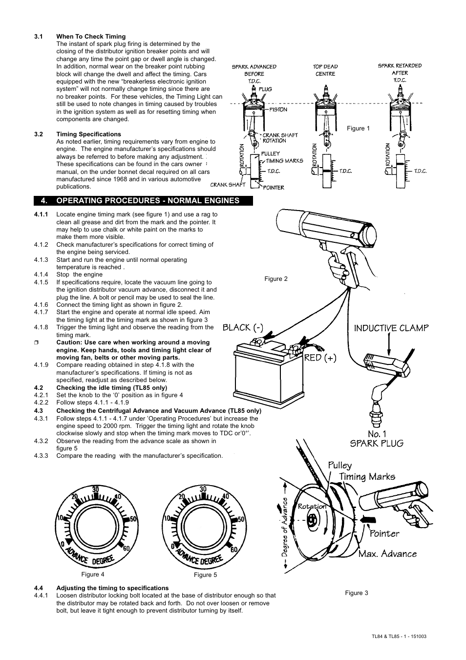 Operating procedures - normal engines | Sealey TL84 User Manual | Page 2 / 3