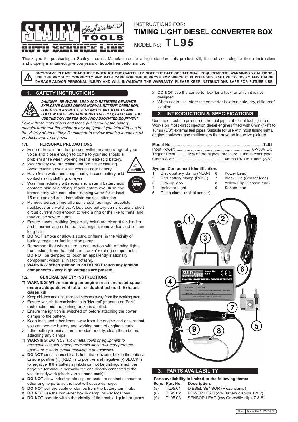 Sealey TL95 User Manual | 2 pages