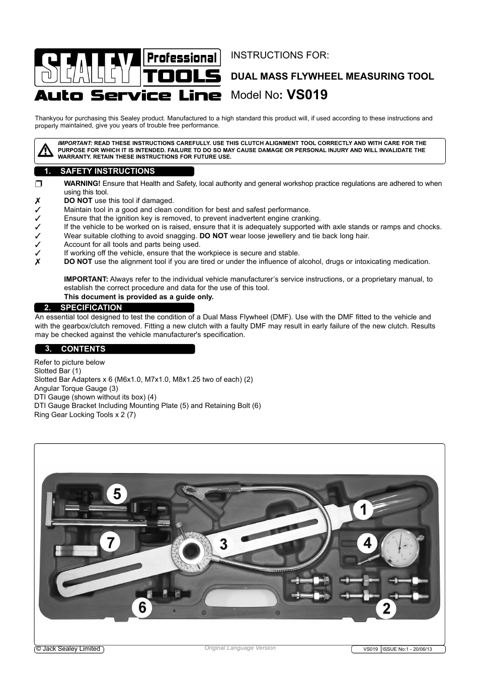 Sealey VS019 User Manual | 3 pages