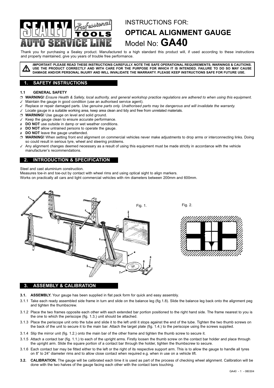 Sealey GA40 User Manual | 3 pages