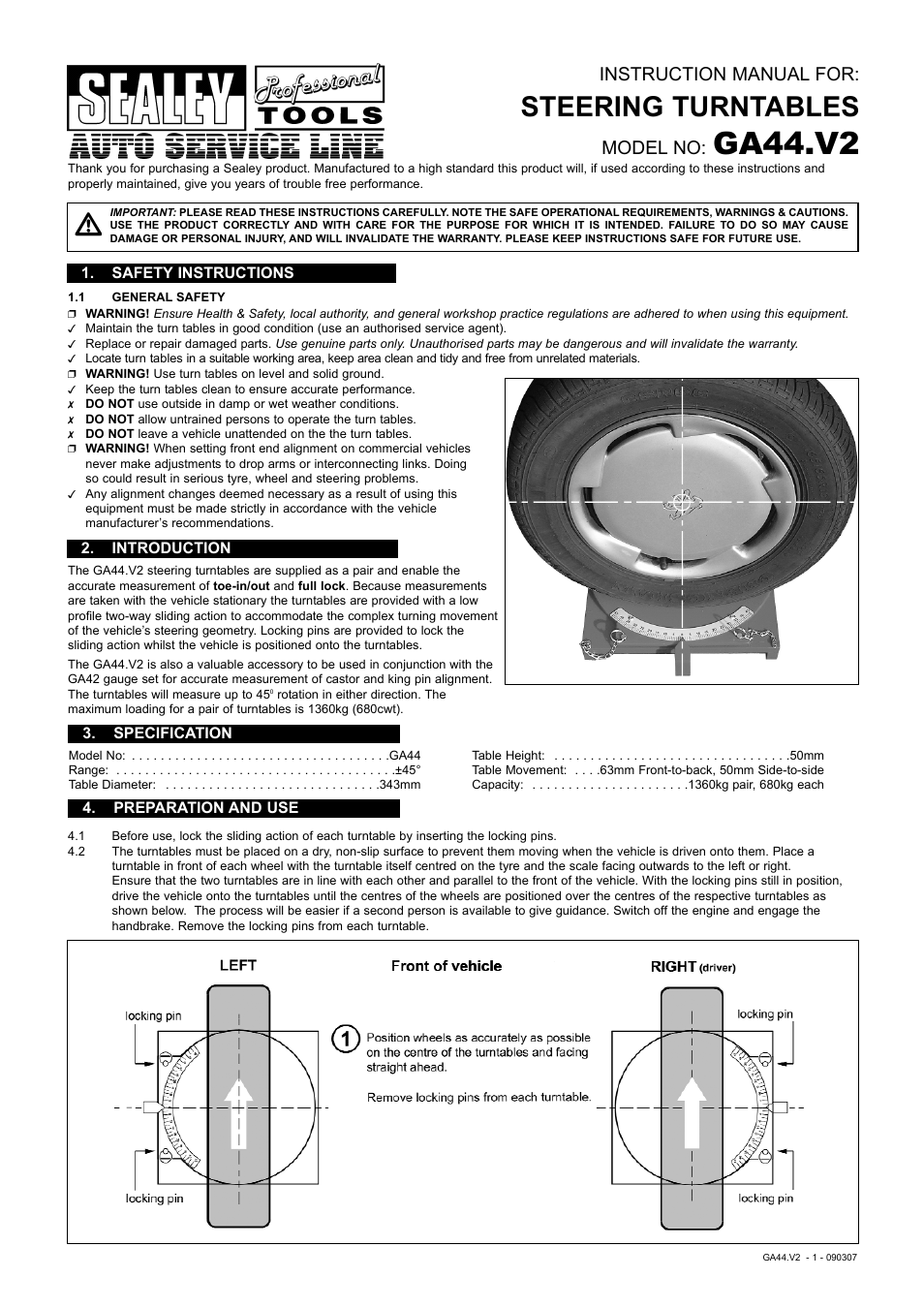 Sealey GA44 User Manual | 2 pages