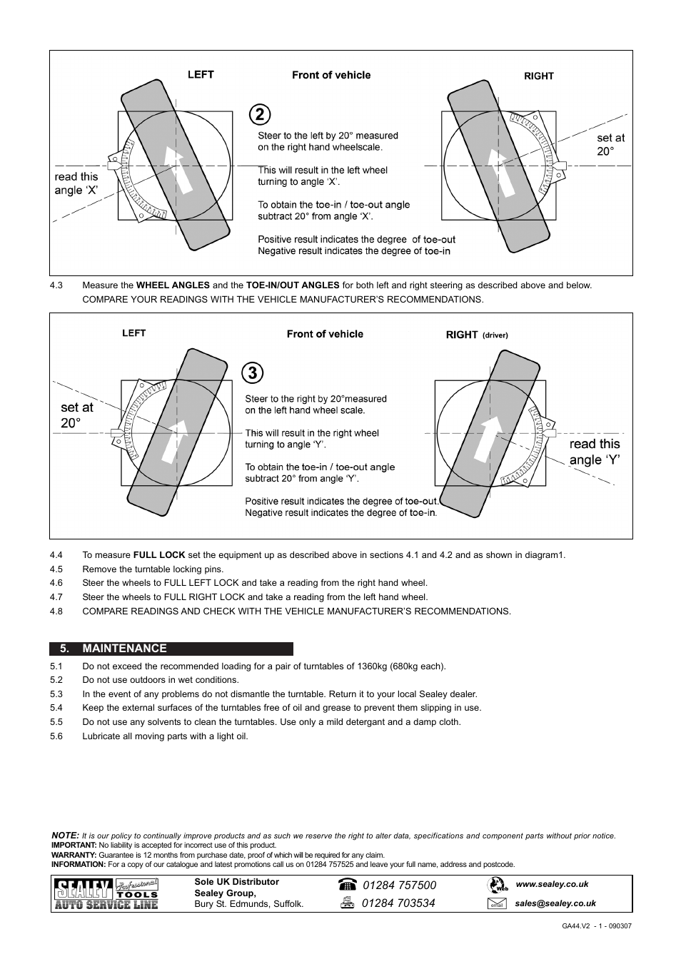 Maintenance | Sealey GA44 User Manual | Page 2 / 2