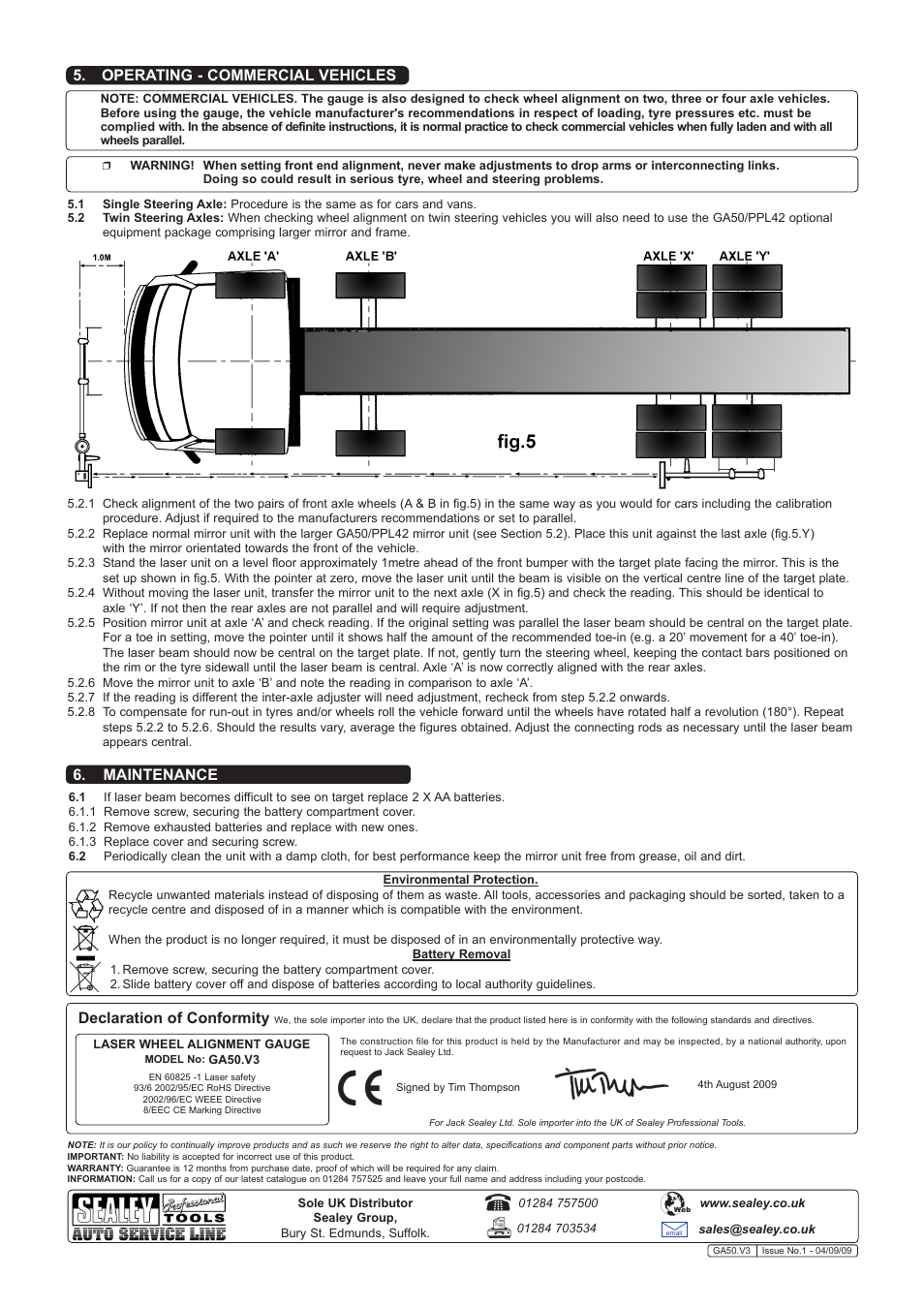 Maintenance | Sealey GA50 User Manual | Page 3 / 3