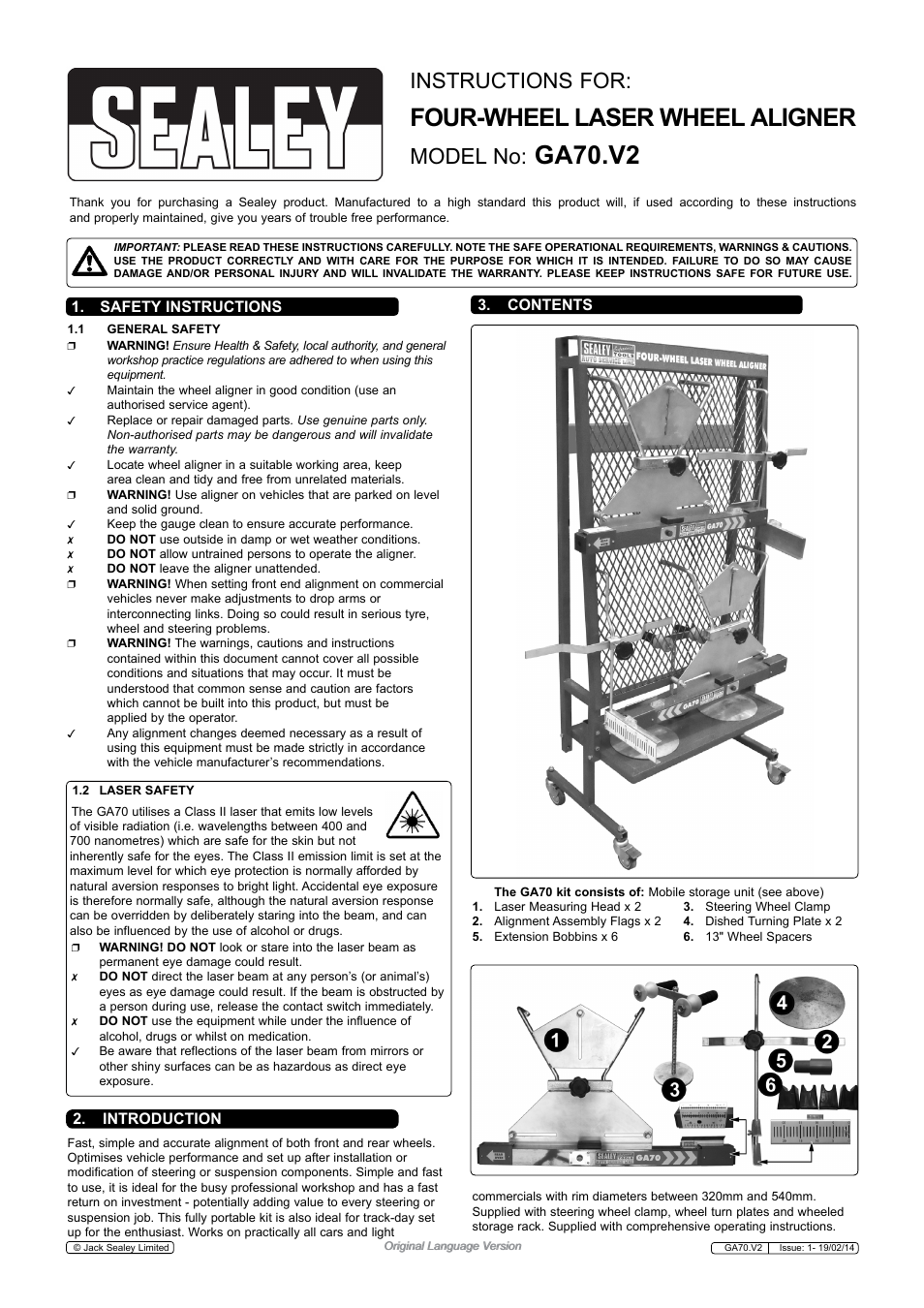 Sealey GA70 User Manual | 4 pages