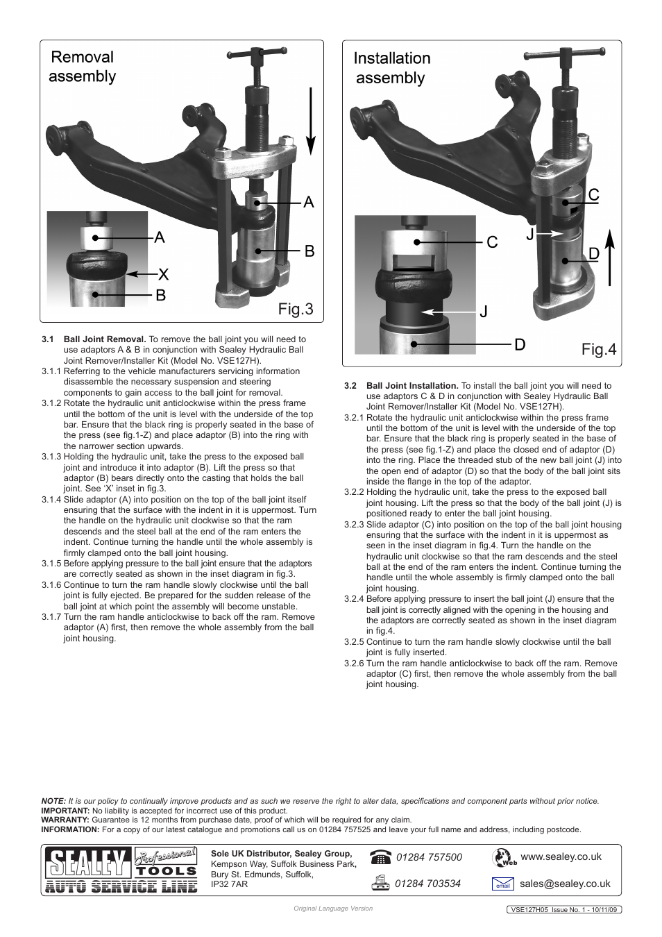 Fig.3 fig.4 | Sealey VSE127H05 User Manual | Page 2 / 2