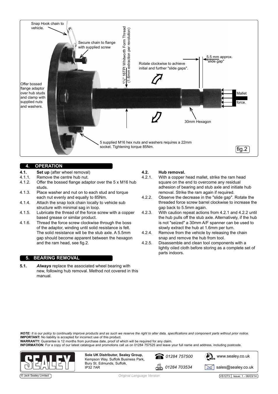 Fig.2 | Sealey VS1273 User Manual | Page 2 / 2