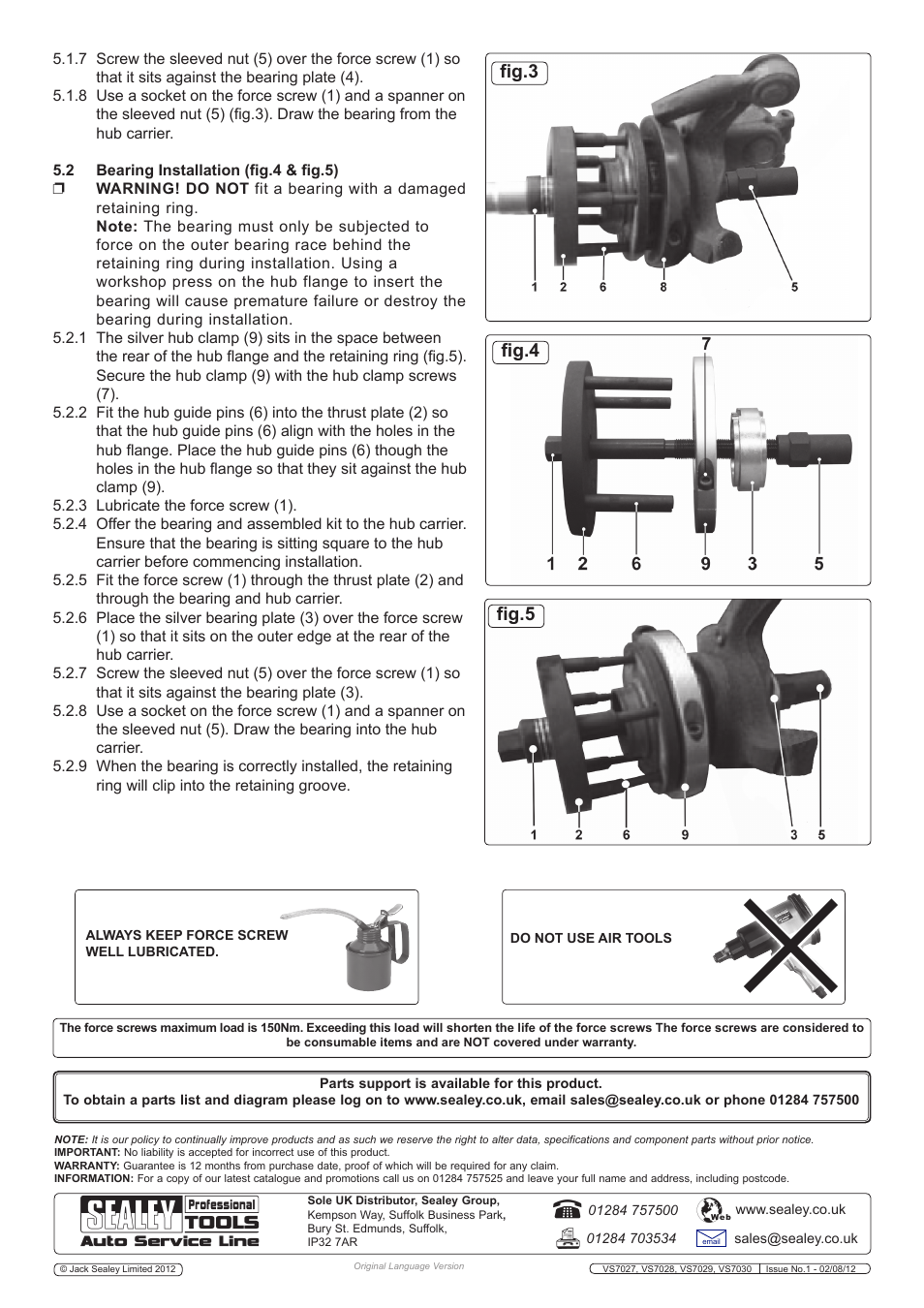 Sealey VS7027 User Manual | Page 3 / 3