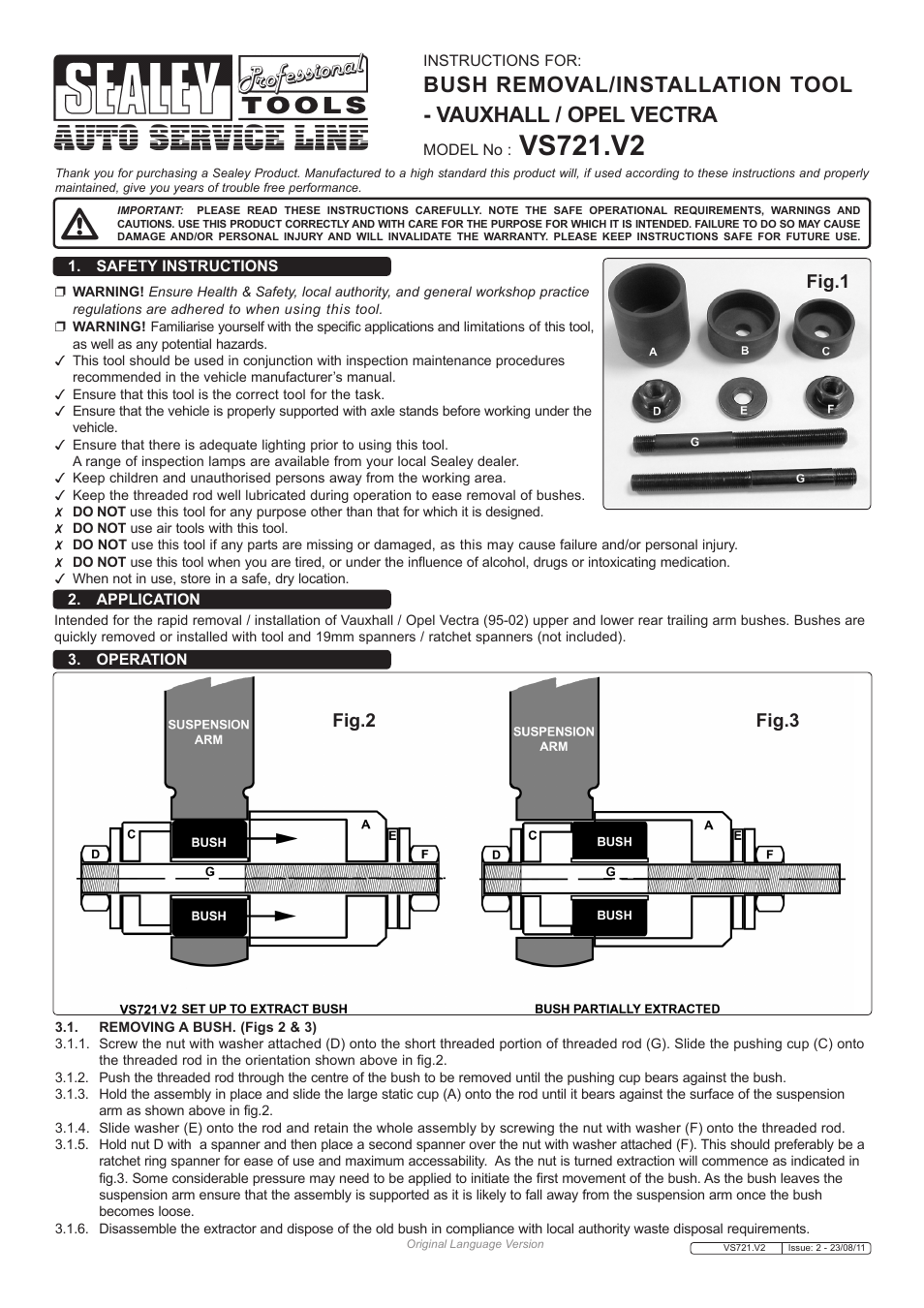 Sealey VS721 User Manual | 2 pages