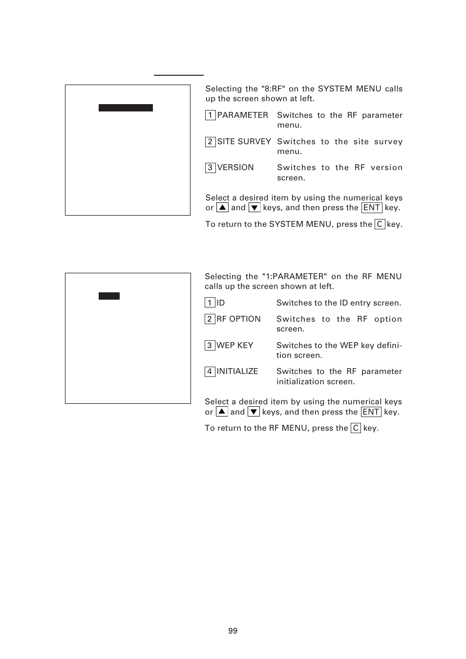8 ] rf menu, 1] rf parameter menu | Denso BHT-7500 User Manual | Page 119 / 217