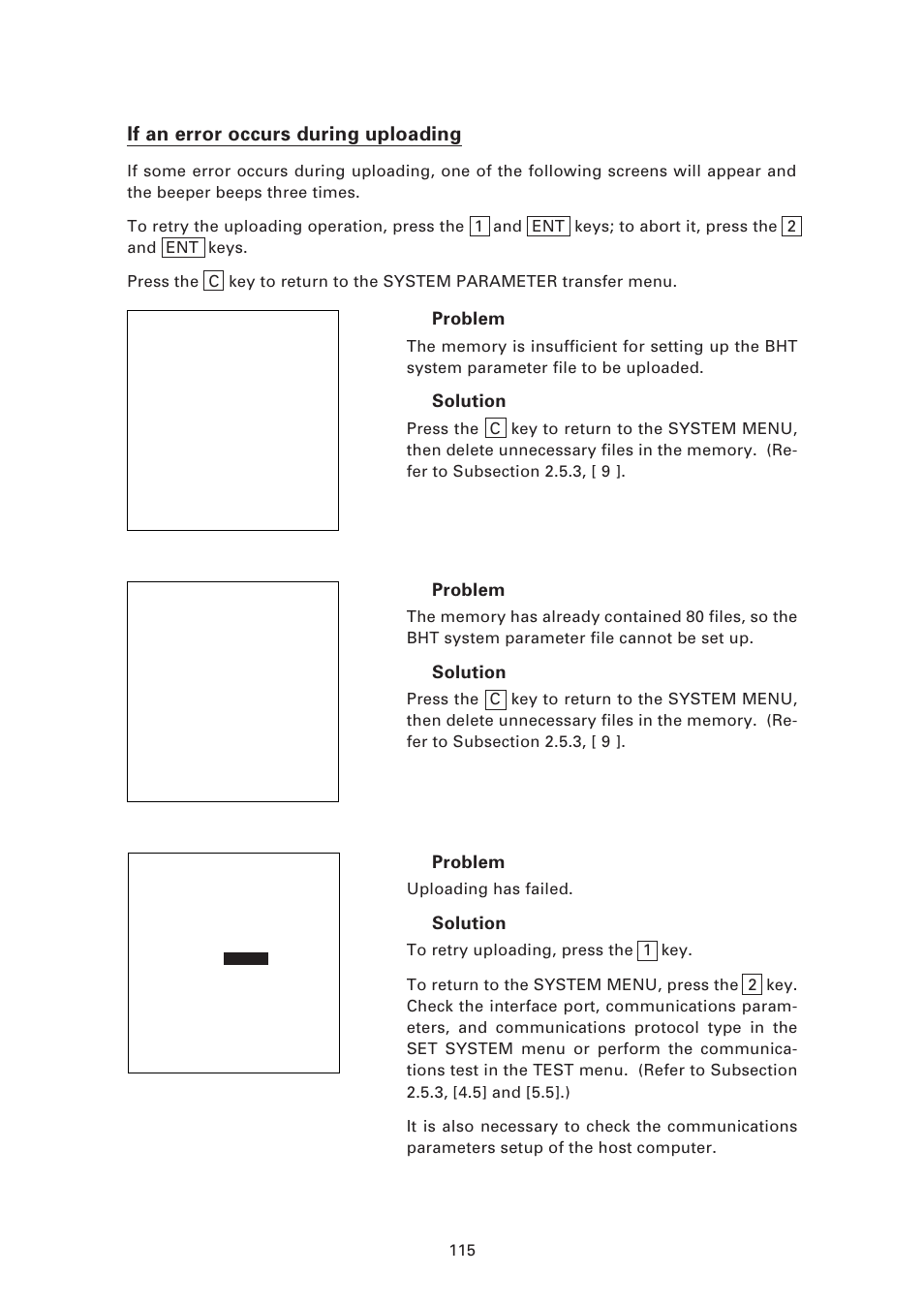 If an error occurs during uploading | Denso BHT-7500 User Manual | Page 135 / 217