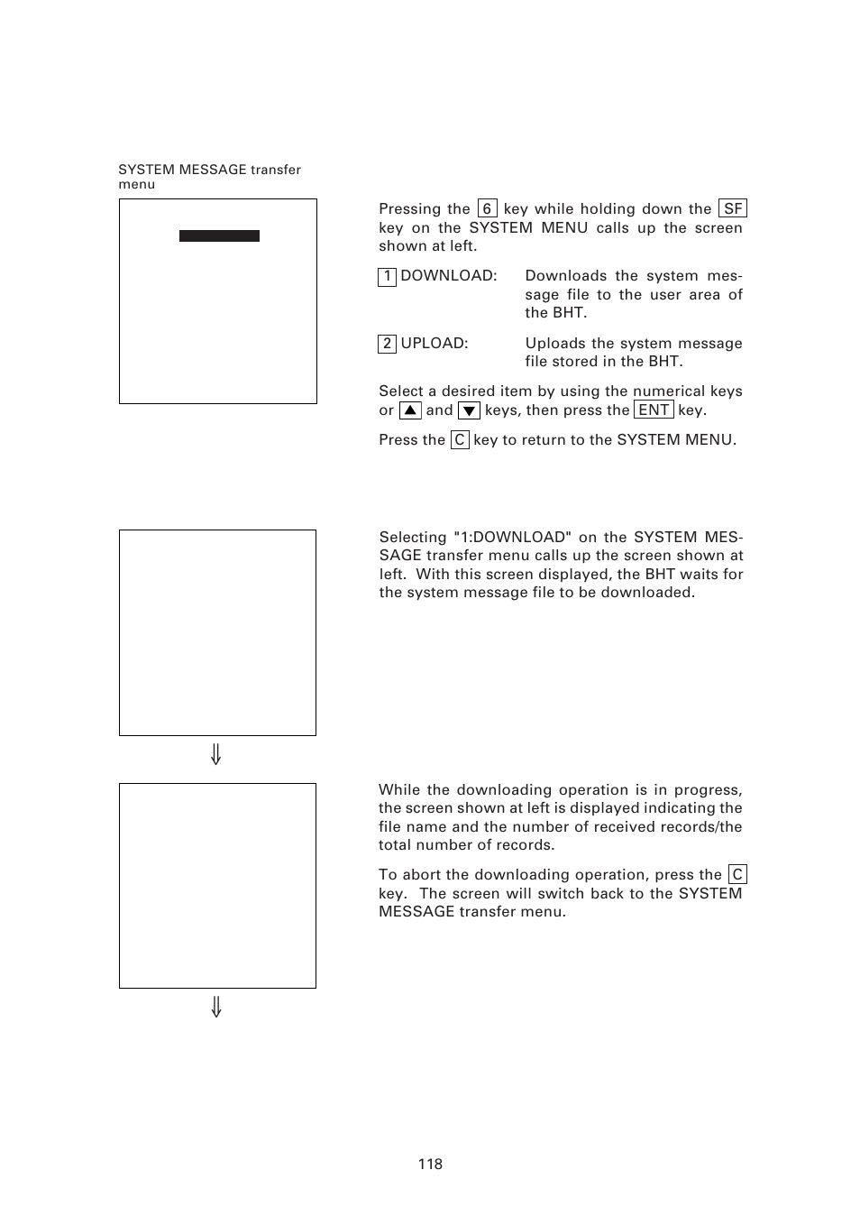 13 ] downloading/uploading the system message file, 1] downloading the system message file | Denso BHT-7500 User Manual | Page 138 / 217