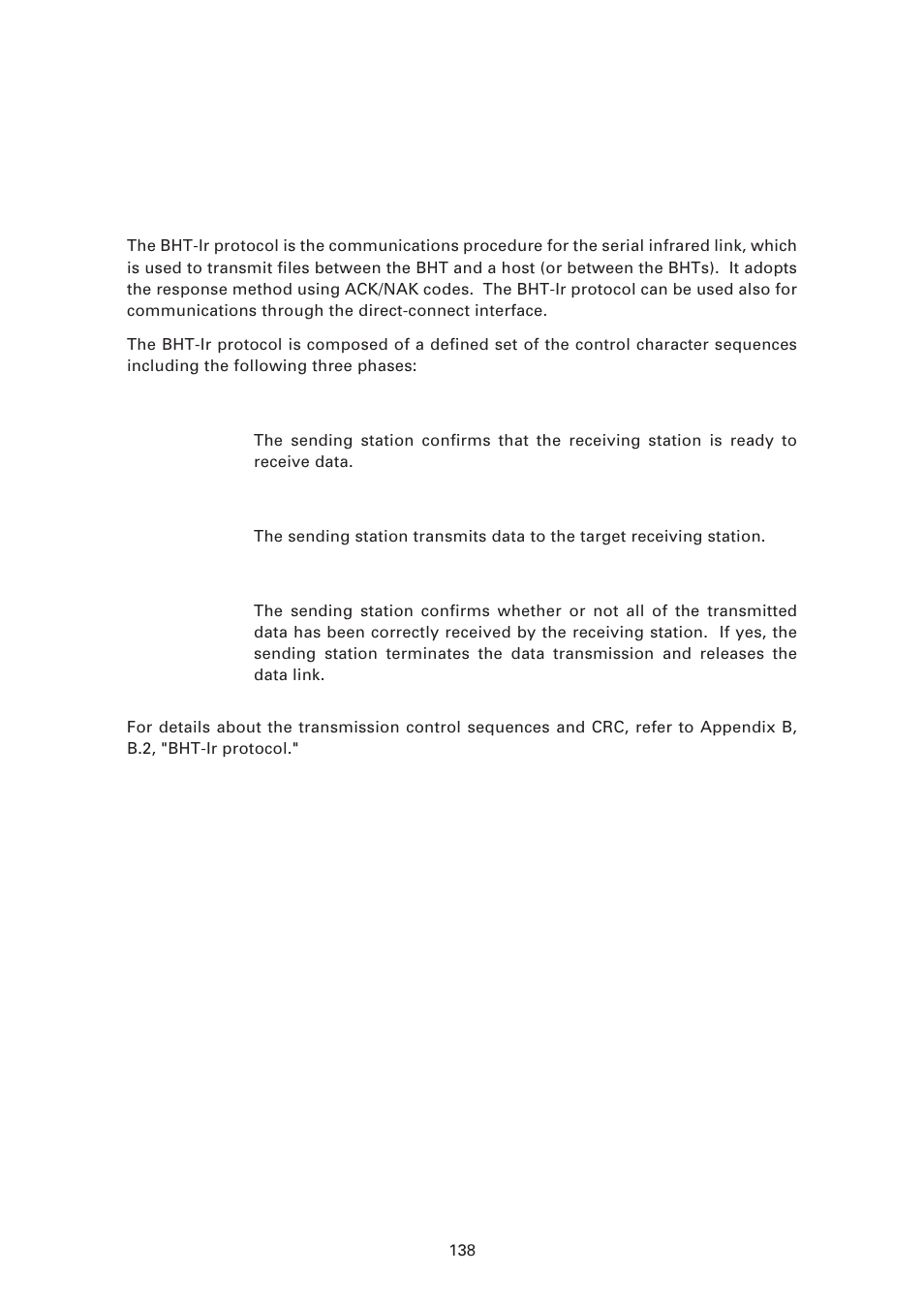 2 bht-ir protocol, 1 ] overview | Denso BHT-7500 User Manual | Page 158 / 217