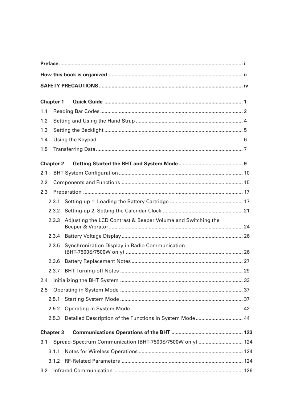 Content overviews | Denso BHT-7500 User Manual | Page 18 / 217