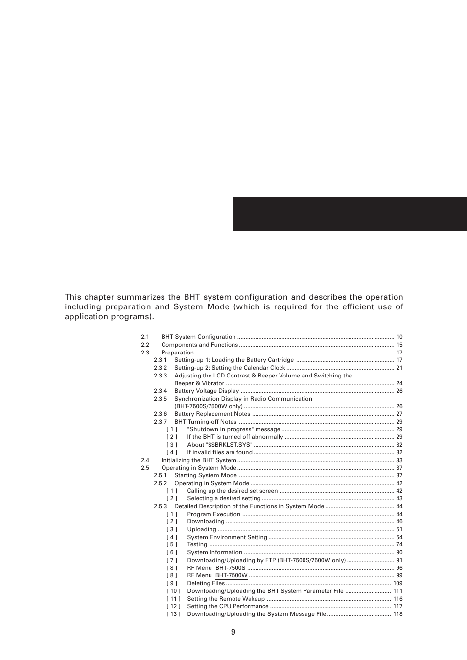 Chapter 2, Getting started the bht and system mode | Denso BHT-7500 User Manual | Page 29 / 217