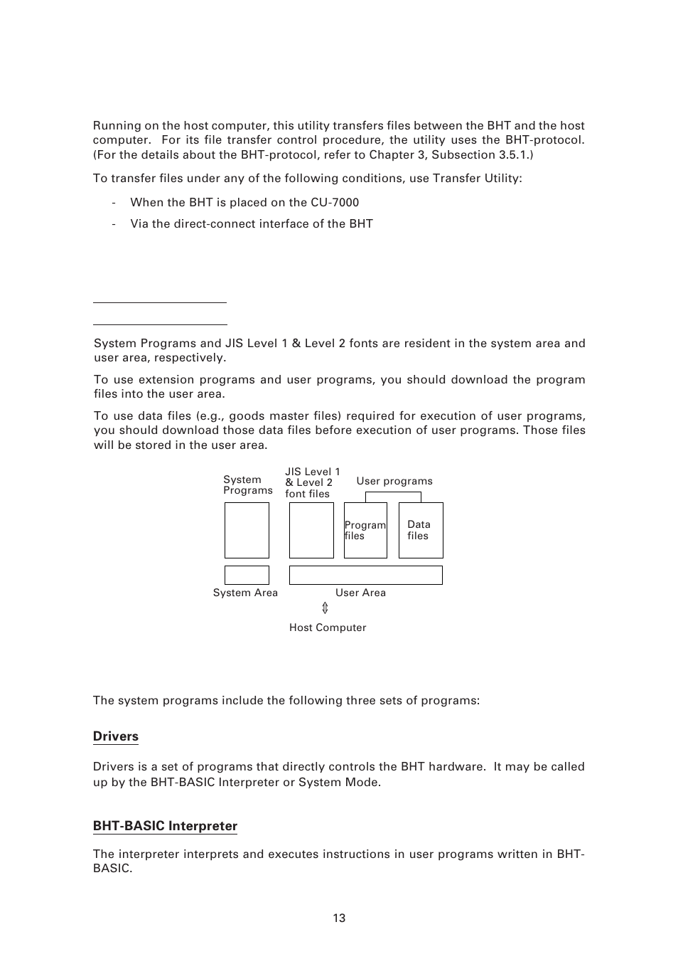 Software structure, Transfer utility (option), System programs | Denso BHT-7500 User Manual | Page 33 / 217