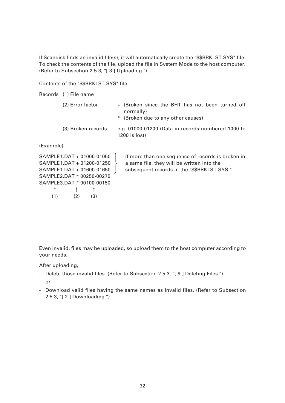 3 ] about "$$brklst.sys, 4 ] if invalid files are found | Denso BHT-7500 User Manual | Page 52 / 217