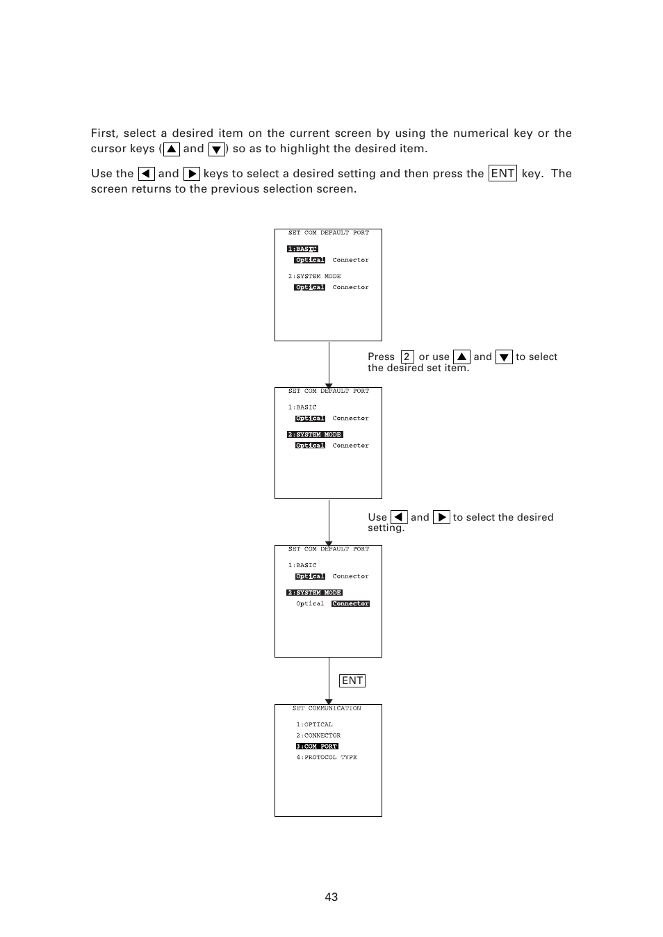 2 ] selecting a desired setting | Denso BHT-7500 User Manual | Page 63 / 217