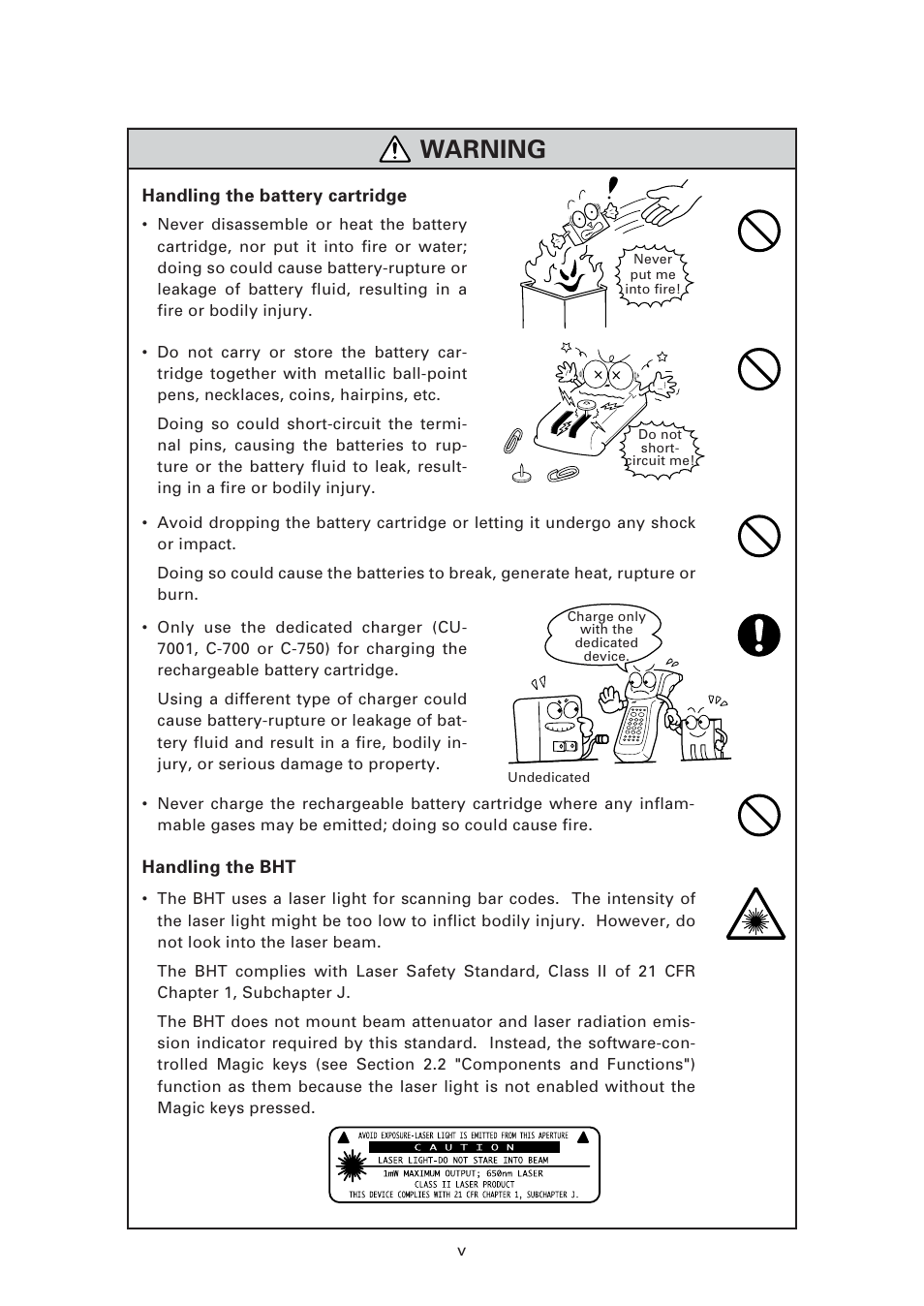 Warning | Denso BHT-7500 User Manual | Page 7 / 217